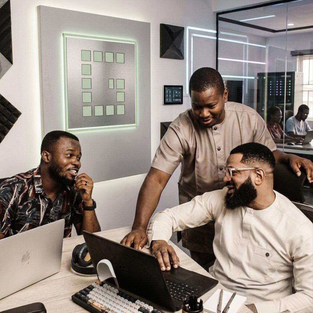 The GreenBy team collaborating on technology solutions